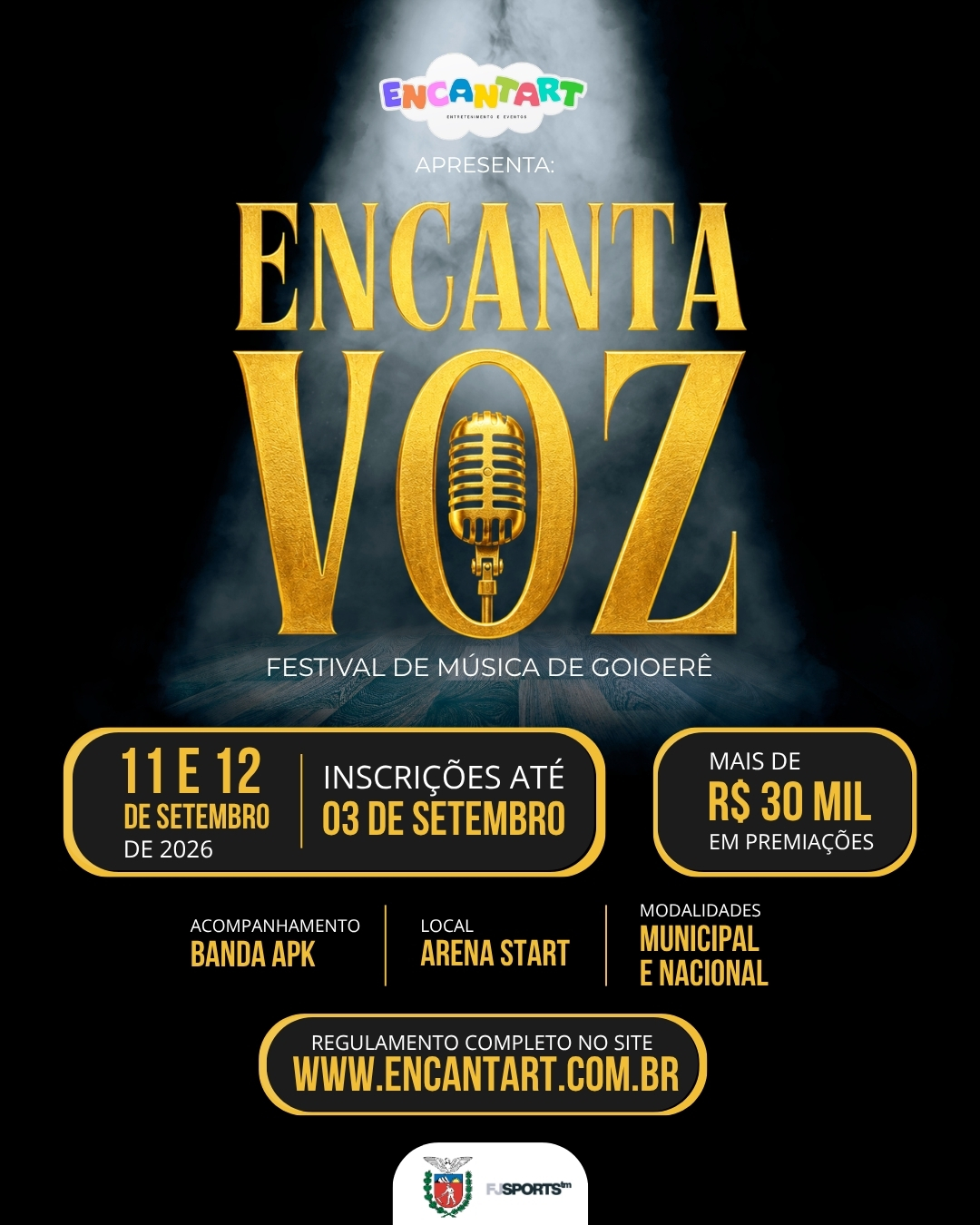Cartaz do 1º Festival de musica Encantart em Goioerê, Paraná